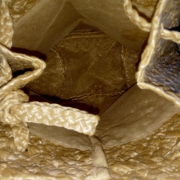 Vintage Raffia like lined backpack boho - Picture 3 of 3